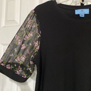 Cece woman’s black floral top shirt blouse top